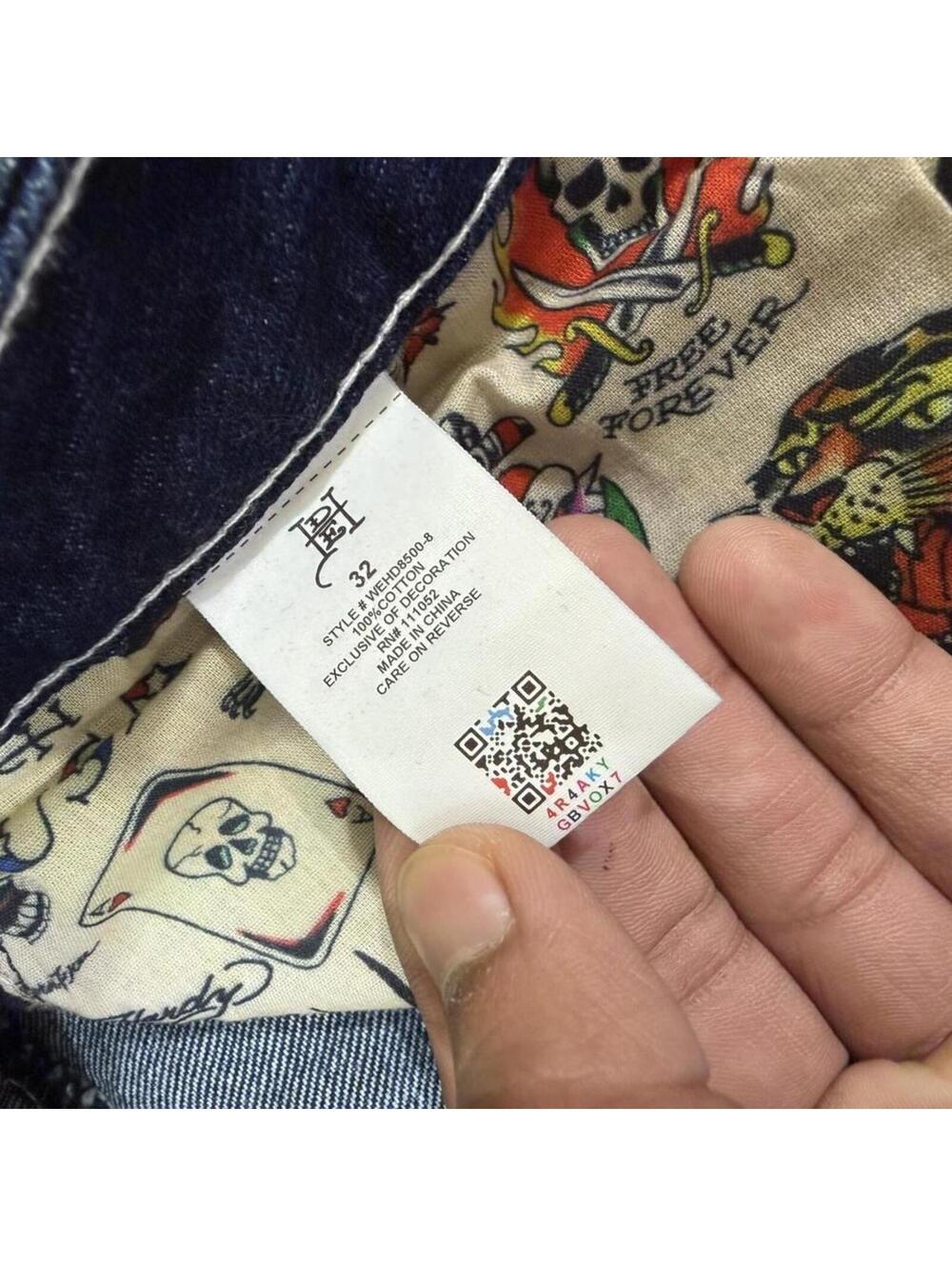 ED HARDY wide leg tiger print denim jeans - Picture 7 of 8